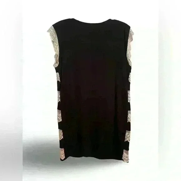 ANTHROPOLOGY Uncle Frank Black and White Crochet Front Mini Dress Size Large - Picture 2 of 4